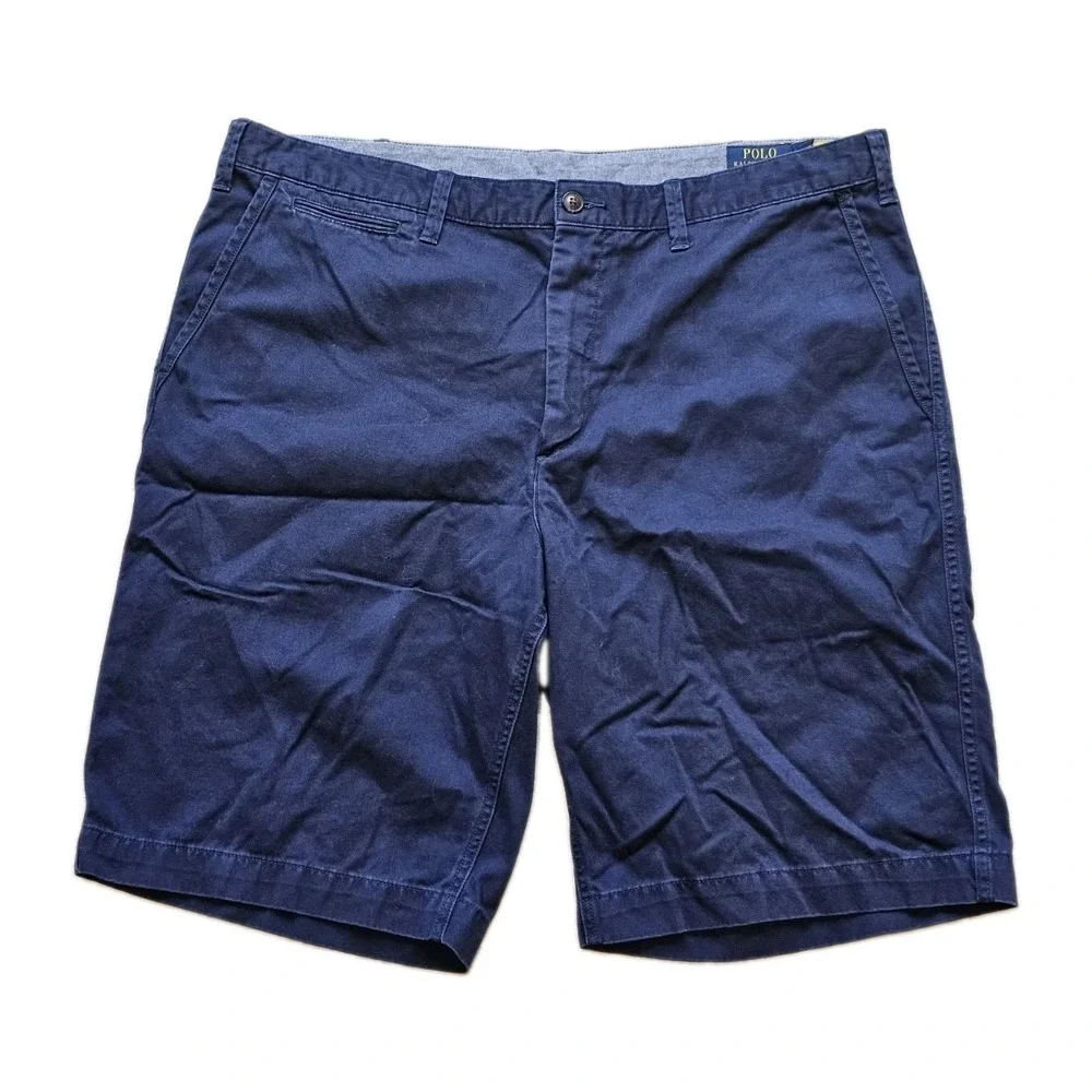 Polo Ralph Lauren Classic Fit Shorts Mens 40T Navy Chino Cotton Tall Long